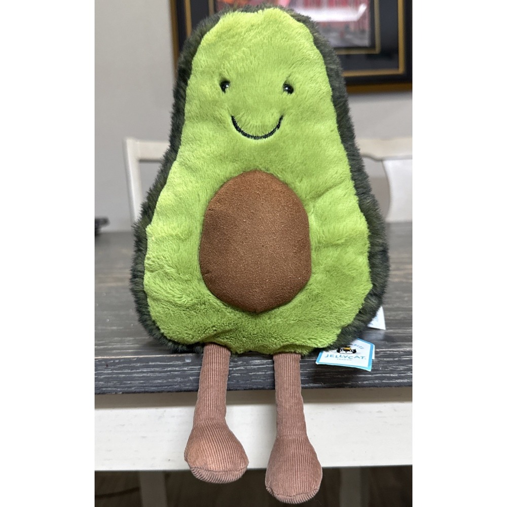 Jellycat NWT Amusables Avocado Medium 12" Long 9" Sitting Height Food Plush